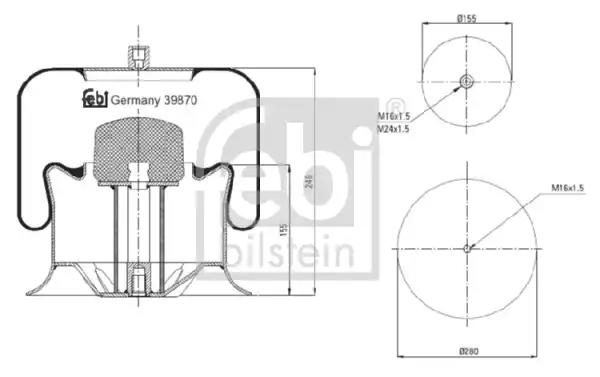 Балон пневматичної ресори, пневматична підвіска 39870 FEBI