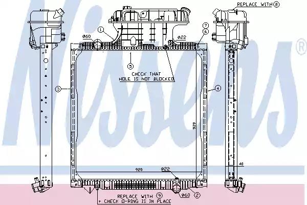 Радіатор, система охолодження двигуна 62873 NISSENS