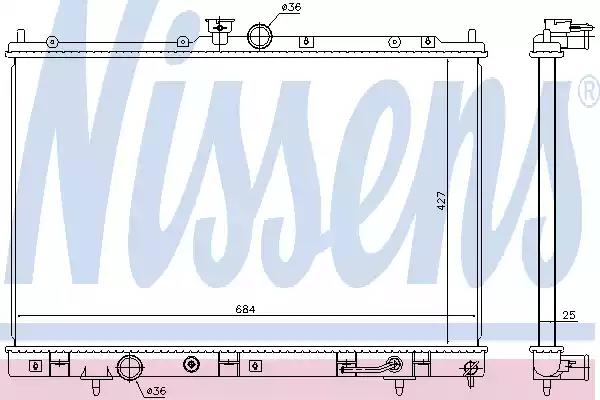 Радіатор, система охолодження двигуна 628973 NISSENS