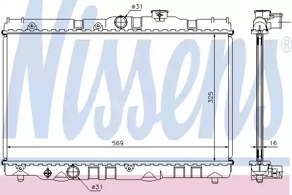 Радіатор geo prizm87-1.6 i 16v+[oe 16400-11170] 64741 NISSENS