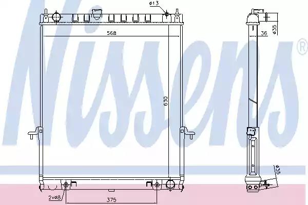 Радіатор, система охолодження двигуна 68738 NISSENS