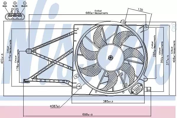 Nissens opel вентилятор радіатора astra / zafira 17 td 98- 85176 NISSENS
