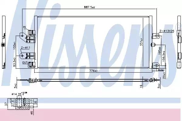 Конденсатор, система кондиціонування повітря 940486 NISSENS