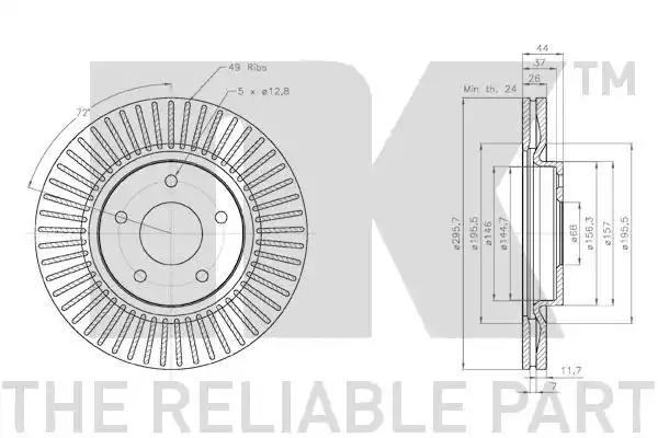 Диск гальмівний невентильований 312294 NK