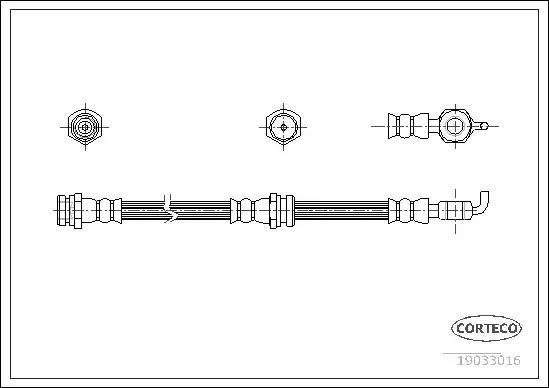 Шланг гальмівний  mazda 626 97- f l&r 19033016 CORTECO