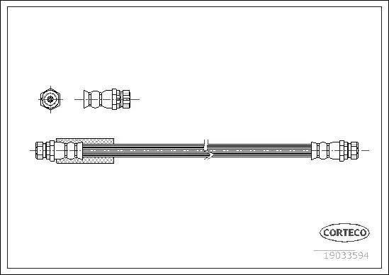 Гальмівний шланг jetta/cc/golf/passat/touran/altea/leon/toledo/superb/octavia/a3 98- 19033594 CORTECO