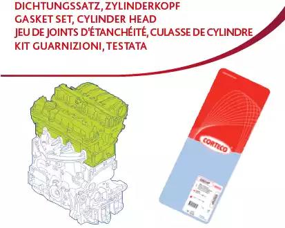 Комплект ущільнень, голівка циліндра 417961P CORTECO