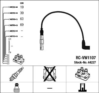 Aк-кт проводiв ngk rc-vw1107 vw bora/caddy/golf/new beetle/touran 20 98-15 44227 NGK