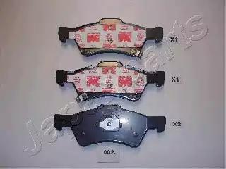 Комплект гальмівних накладок, дискове гальмо PA002AF JAPAN PARTS