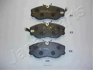 Комплект гальмівних накладок, дискове гальмо PA140AF JAPAN PARTS