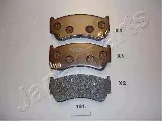 Комплект гальмівних накладок, дискове гальмо PA191AF JAPAN PARTS