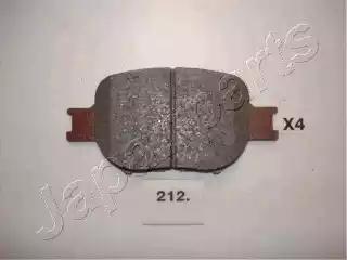 Комплект гальмівних накладок, дискове гальмо PA212AF JAPAN PARTS