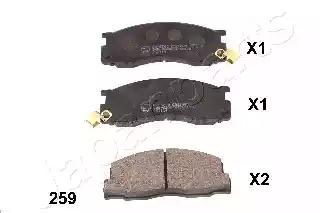 Комплект гальмівних накладок, дискове гальмо PA259AF JAPAN PARTS
