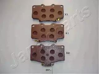 Комплект гальмівних накладок, дискове гальмо PA291AF JAPAN PARTS