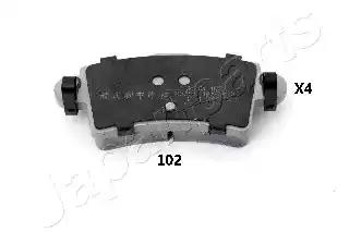 Комплект гальмівних накладок, дискове гальмо PP102AF JAPAN PARTS