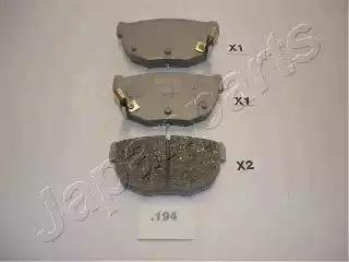 Комплект гальмівних накладок, дискове гальмо PP194AF JAPAN PARTS