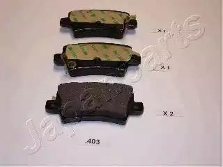 Комплект гальмівних накладок, дискове гальмо PP403AF JAPAN PARTS
