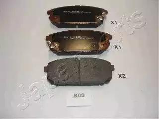 Комплект гальмівних накладок, дискове гальмо PPK03AF JAPAN PARTS