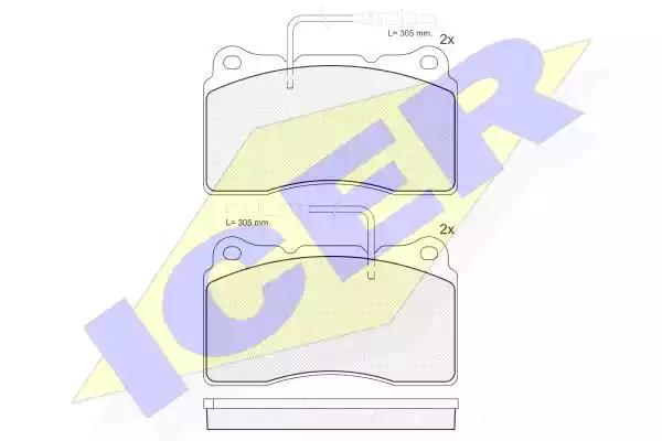 Комплект гальмівних накладок, дискове гальмо 181424 ICER
