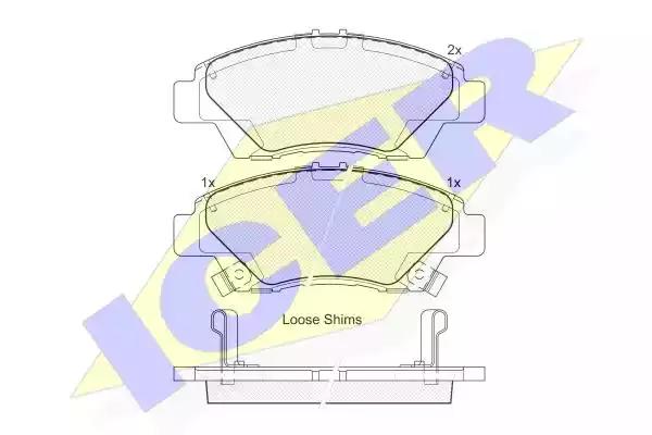 Комплект гальмівних накладок, дискове гальмо 181906 ICER