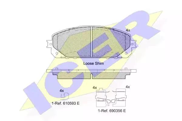 Комплект гальмівних колодок дискових 182177 ICER