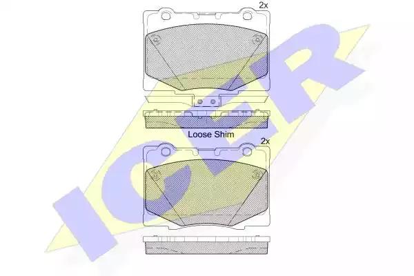 Комплект гальмівних накладок, дискове гальмо 182184 ICER