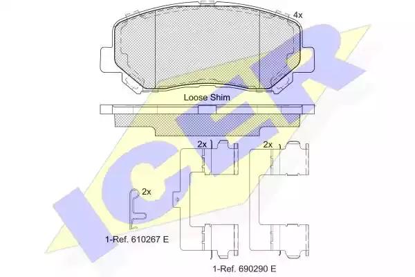 Комплект гальмівних колодок дискових 182196 ICER