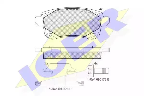 Комплект гальмівних колодок дискових 182222208 ICER