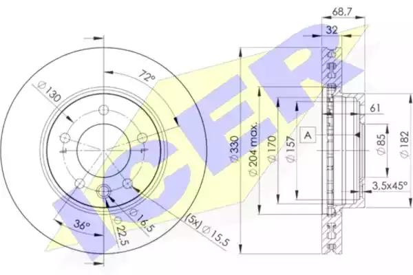 Диск гальмівний 78BD33261 ICER