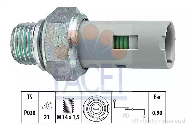 Датчик тиску оливи 09bar/1 конт./черный kangoo 1.1-2.5d 97- 7.0153 facet 70153 FACET