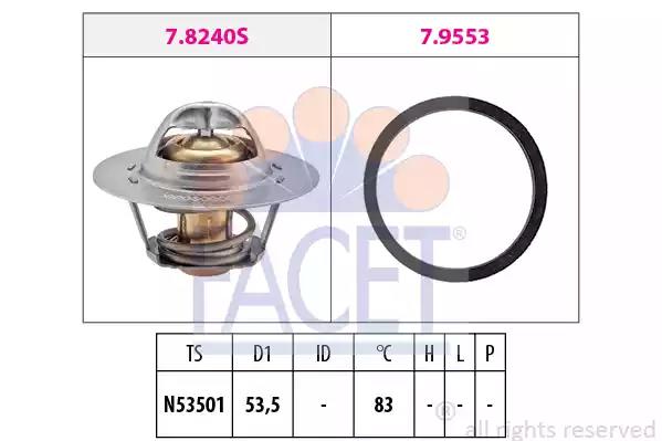 Термостат jumper/ducato/boxer 1.6-2.0 i/d 94- 82 c 7.8240 facet 78240 FACET
