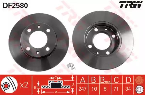 Гальмівний диск DF2580 TRW