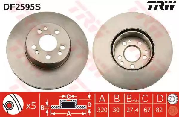 Диск гальмівний mercedes 400/420/500/600/s280/s300/s320/s350/s420/s500/s600 DF2595S TRW