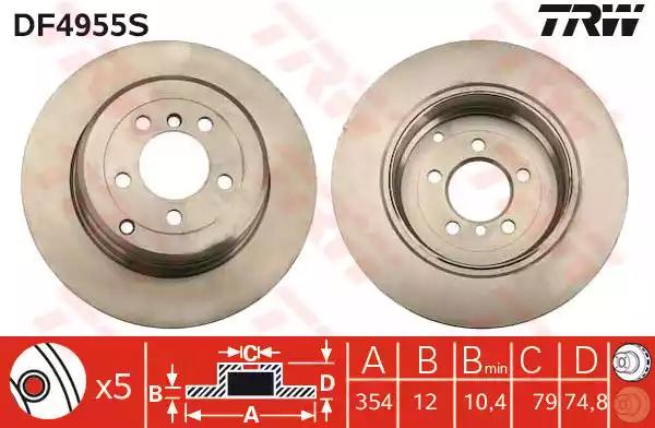 Aдиск гальмівний land rover discoverylt/l318/range rover r d=354mm 98-10 DF4955S TRW