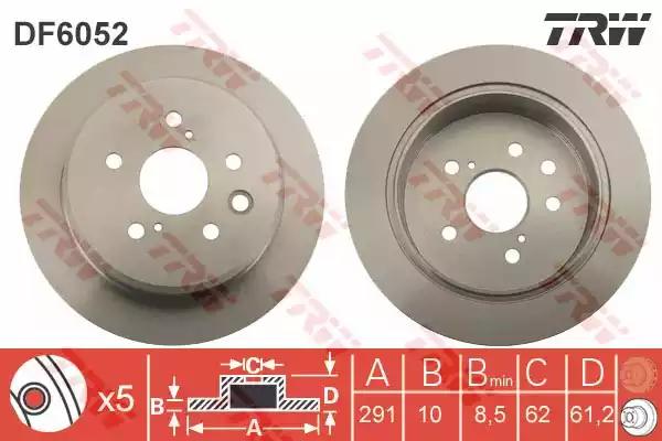 Диск гальмівний 1 шт. lexus is250 r 05 DF6052 TRW