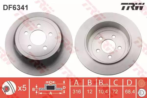 Тормозной диск DF6341 TRW