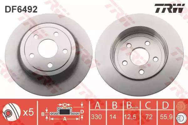 Диск гальмівний 1 шт. jeep grand cherokee r 10 DF6492 TRW
