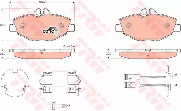 Комплект гальмівних колодок GDB1542 TRW