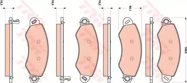 Комплект гальмівних накладок, дискове гальмо GDB1744 TRW