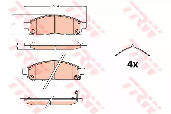 Комплект гальмівних колодок дискове гальмо GDB2124 TRW