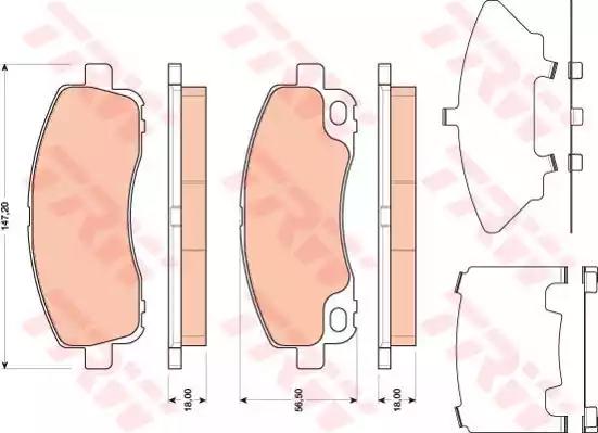 Комплект гальмівних накладок, дискове гальмо GDB3487 TRW