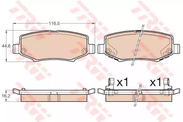 Комплект гальмівних накладок, дискове гальмо GDB3565 TRW