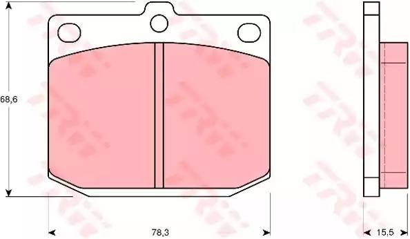 Комплект гальмівних накладок, дискове гальмо GDB881 TRW