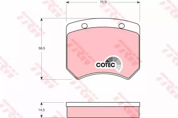 Комплект гальмівних накладок, дискове гальмо GDB973 TRW