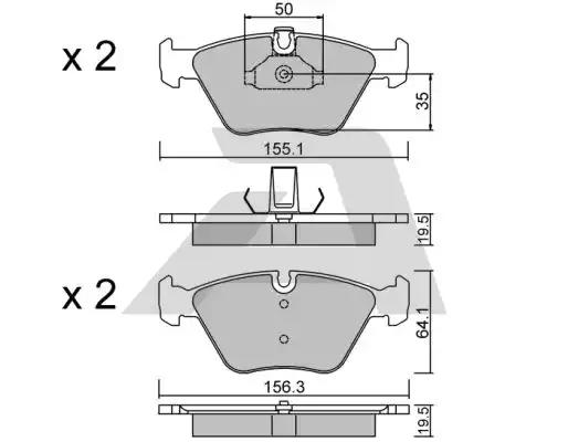 Комплект гальмівних накладок, дискове гальмо BPBM1002 AISIN