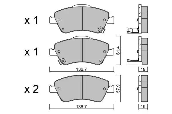 Комплект гальмівних накладок, дискове гальмо BPTO1015 AISIN