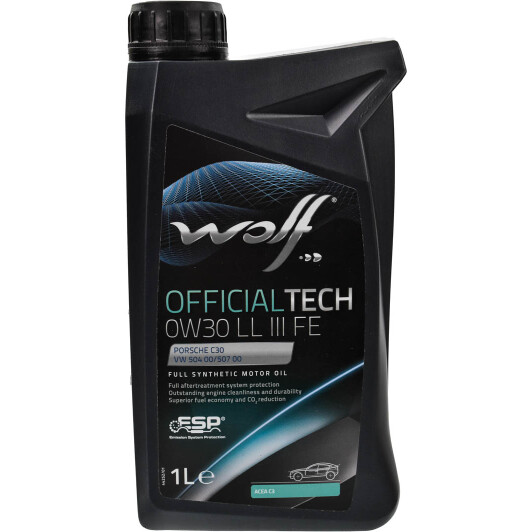 Моторна олива wolf officialtech ll iii fe, 0w-30, 1л 1044342 WOLF