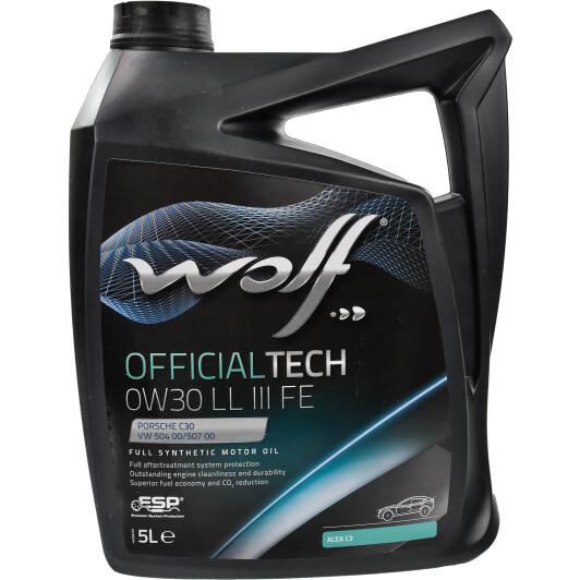 Моторна олива wolf officialtech ll iii fe, 0w-30, 5л 1044344 WOLF
