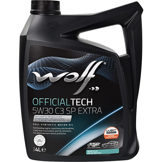 Моторна олива wolf officialtech c3 sp extra, 5w-30, 4л 1049359 WOLF