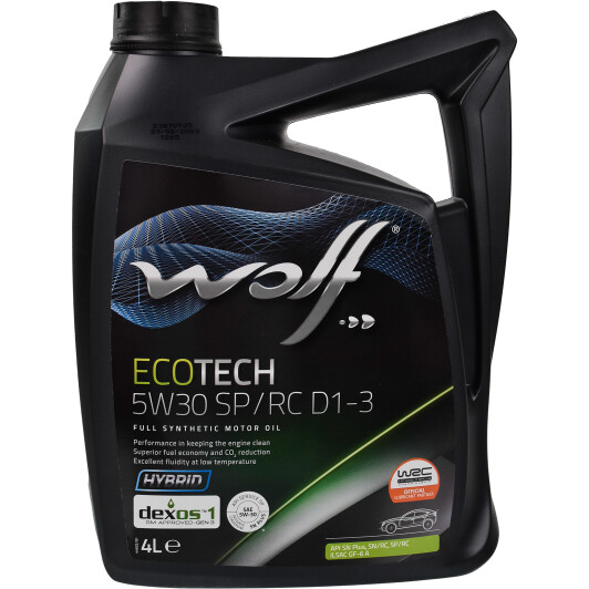 Моторна олива wolf ecotech sp/rc d1-3, 5w-30, 4л 1049901 WOLF